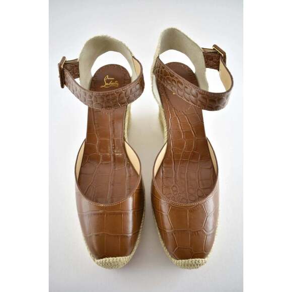 Christian Louboutin Amelina 90 Biscotto Brown Platform Wedge Sandal Heel Pump 40 - Picture 7 of 12